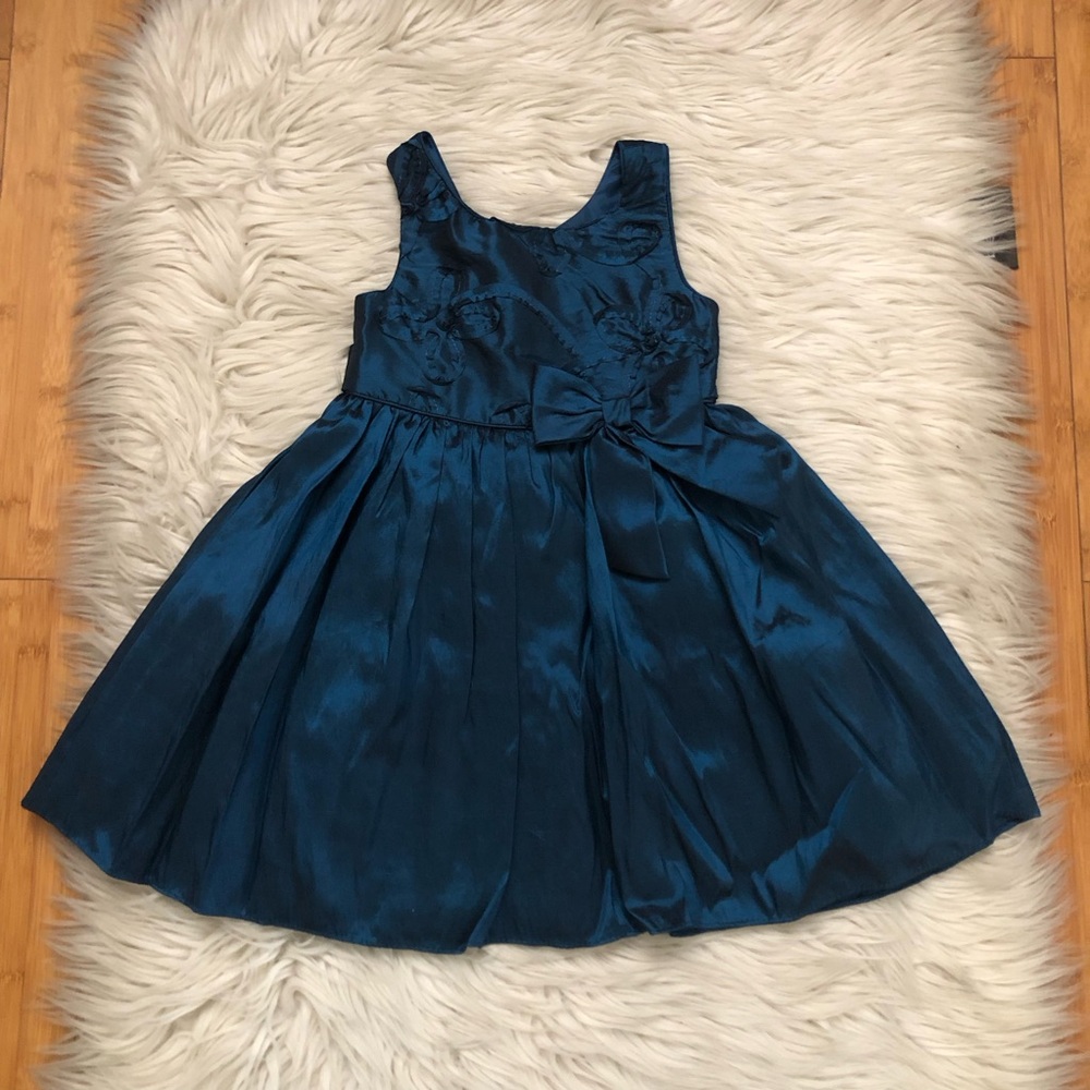 Sweet Heart Rose Holidays Floral Shimmer Dark Blue Toddler Girls Dress size 3